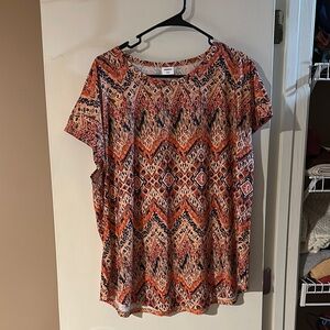 Just My Size Orange and Black Geometric Blouse